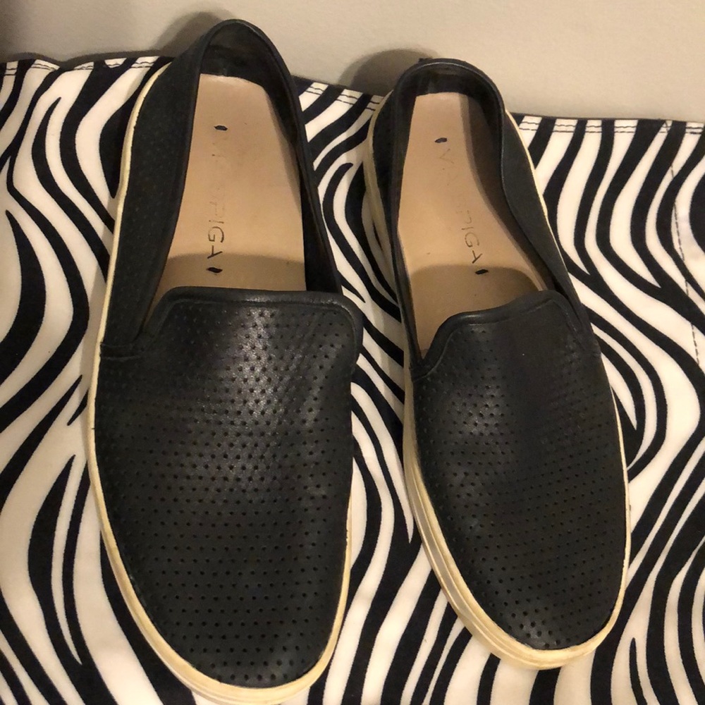 Via Spiga Black Perforated Slip-On Sneakers